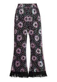 Anna Sui Pantaloni crop con paillettes - Nero