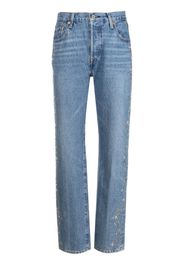 Anna Sui eyelet-embellished cotton tapered jeans - Blu