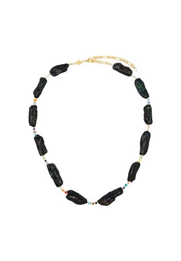 18K gold-plated black rock sea pearl choker