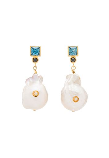 18kt gold-plated Bling pearl agate earrings