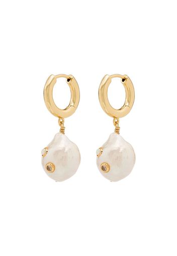 18kt gold-plated Gertrude pearl hoop earrings