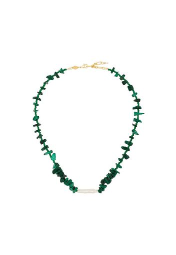 Collana placcata in oro 18kt e malachite Ines