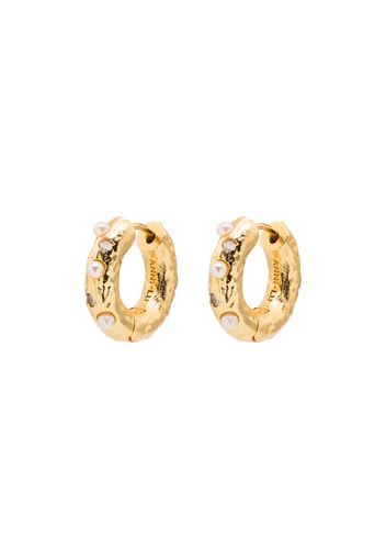 18kt gold-plated pearl-embellished hoop earrings