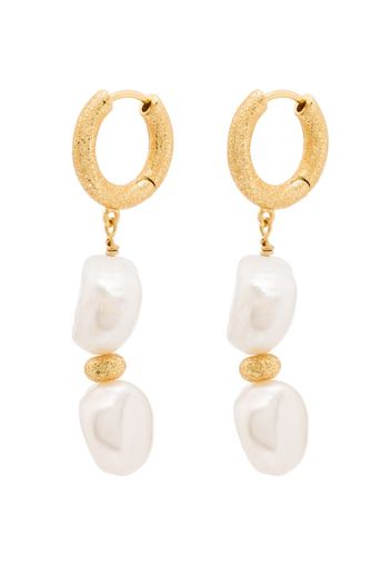 gold vermeil Stellar pearl drop huggie earrings