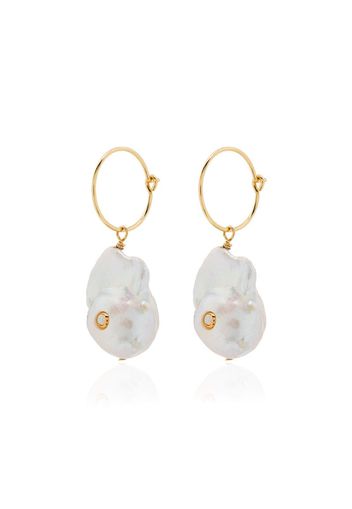 pearl-embellished hoop earrings