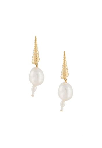 turret shell baroque pearl earrings