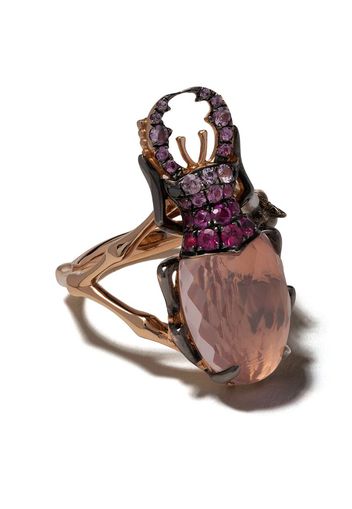 Anello in oro rosa 18kt e quarzo Mythology