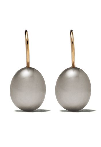 18ct Gold Baroque Grey Pearl Hook Drop Earrings