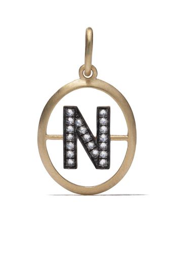 18kt yellow gold diamond initial N pendant