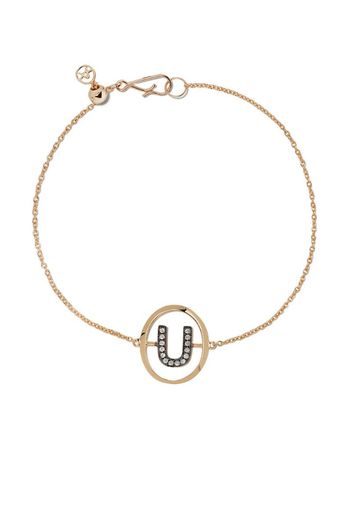 18kt yellow gold diamond initial U bracelet