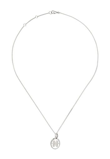 18kt white gold diamond initial N necklace