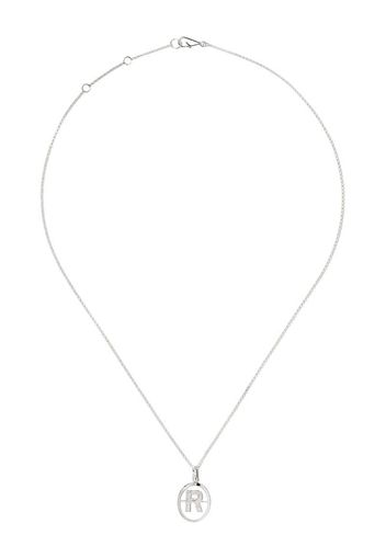 18kt white gold diamond initial R necklace