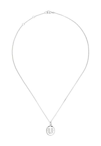 18kt white gold diamond initial U necklace