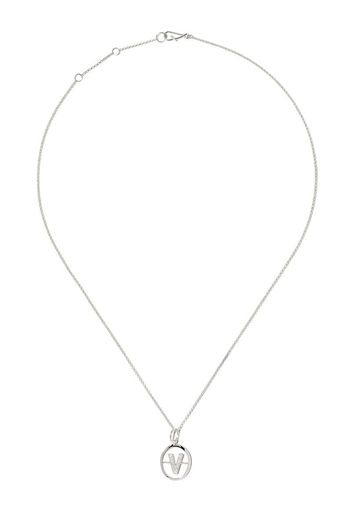 18kt white gold diamond initial V necklace