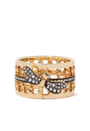 18kt yellow gold Dragonfly diamond crown ring