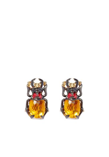 Annoushka "Orecchini a forma di scarabeo in oro 18kt, citrino, diamanti e zaffiro Mythology "