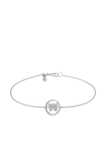 18ct White Gold Diamond Initial W Bracelet