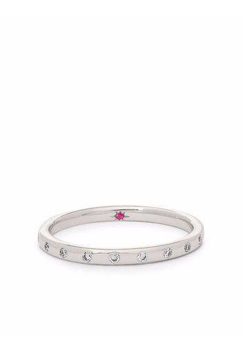 Annoushka 18kt white gold 2mm diamond and ruby wedding band ring - Argento