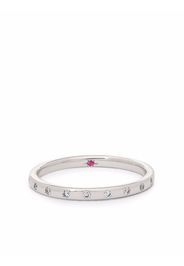 Annoushka 18kt white gold 2mm diamond and ruby wedding band ring - Argento