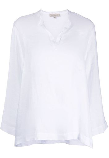 Antonelli round split-neck linen blouse - Bianco