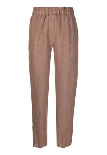 Antonelli tapered linen trousers - Marrone