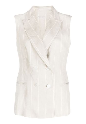 Antonelli striped double-breasted linen waistcoat - Toni neutri