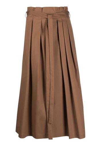 Antonelli belted box-pleat midi skirt - Marrone