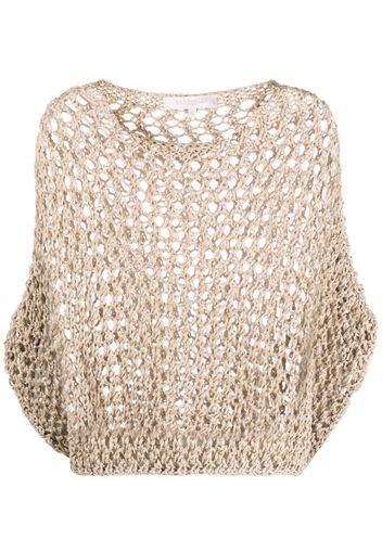 Antonelli three-quarter sleeve open-knit jumper - Toni neutri