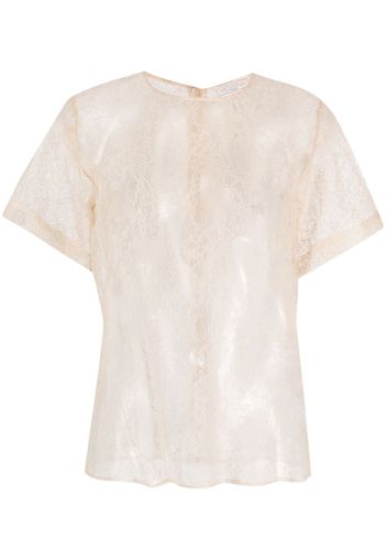 Antonelli round-neck lace T-shirt - Toni neutri