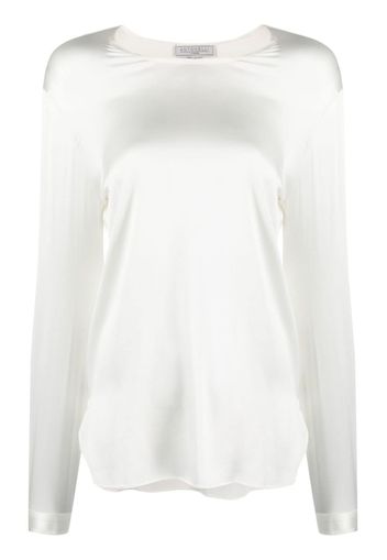 Antonelli boat-neck satin sweatshirt - Bianco