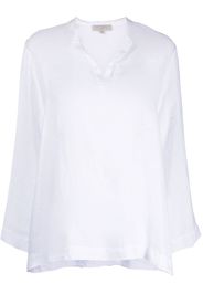 Antonelli round split-neck linen blouse - Bianco