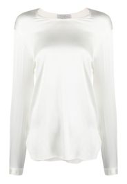 Antonelli boat-neck satin sweatshirt - Bianco