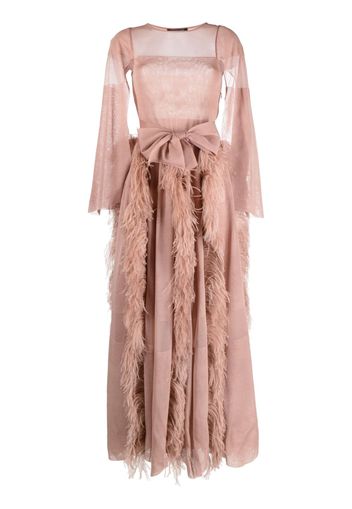 Antonino Valenti feather-detail silk maxi dress - Rosa