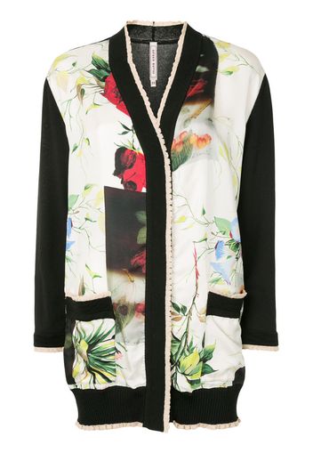 Cardigan con scollo a V a fiori