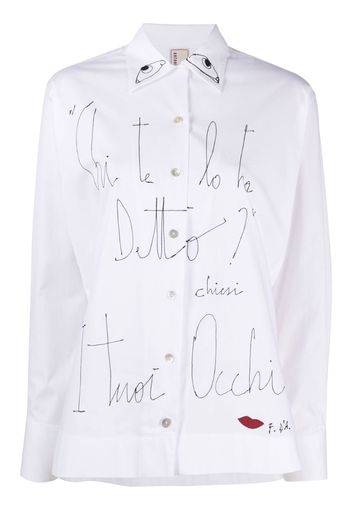 slogan button-down shirt