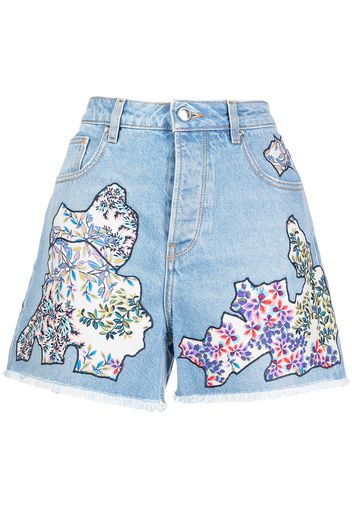 Antonio Marras floral-print denim shorts - Blu