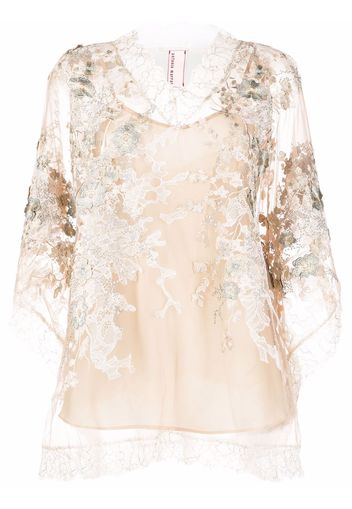 Antonio Marras lace-detail V-neck top - Toni neutri