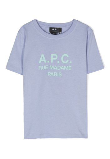 A.P.C. KIDS logo-print cotton T-Shirt - Blu