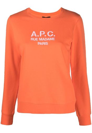A.P.C. Felpa con ricamo - Arancione