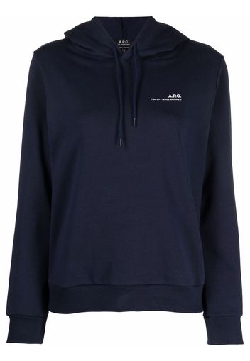 A.P.C. logo-print drawstring hoodie - Blu