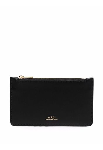 A.P.C. logo zipped wallet - Nero