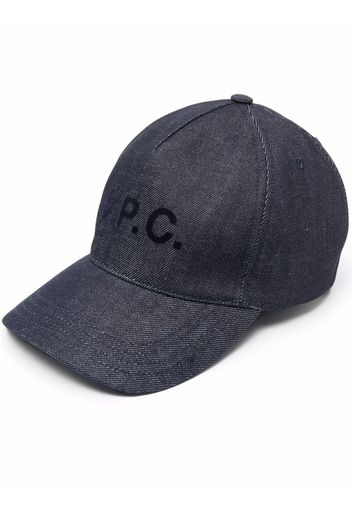 A.P.C. logo-print cap - Blu