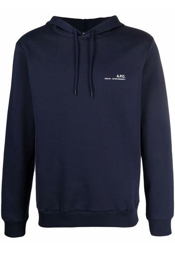 A.P.C. logo-print pullover hoodie - Blu