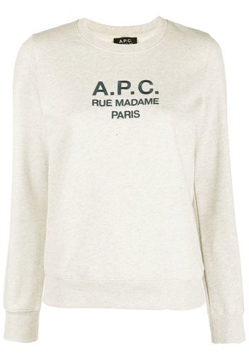 A.P.C. logo-print cotton sweatshirt - Toni neutri