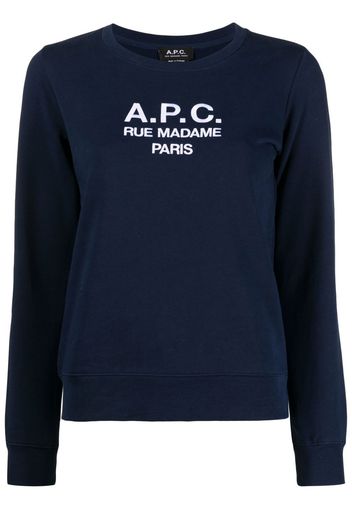 A.P.C. Tina logo-embroidered cotton sweatshirt - Blu