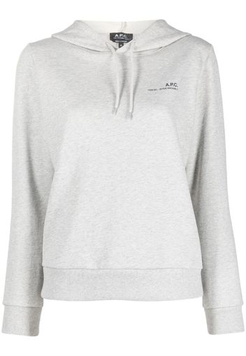 A.P.C. logo-print cotton hoodie - Grigio