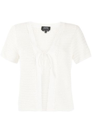 A.P.C. short-sleeve tie-front cardigan - Bianco