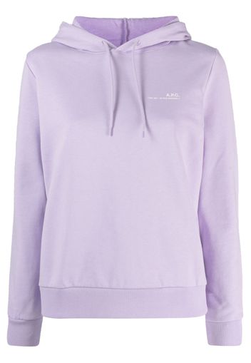A.P.C. logo-print cotton-jersey hoodie - Viola