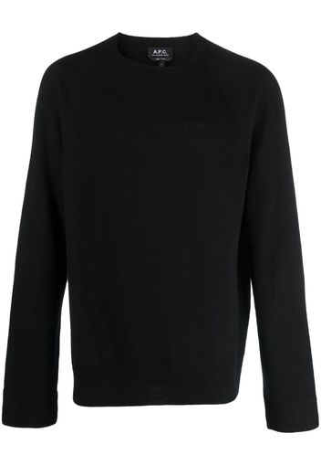 A.P.C. logo-embroidered virgin wool jumper - Nero