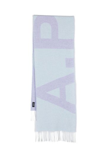 A.P.C. intarsia-knit logo scarf - Blu